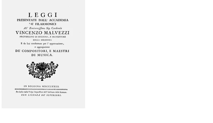 Leggi del 1773, frontespizio - Bologna, Accademia Filarmonica