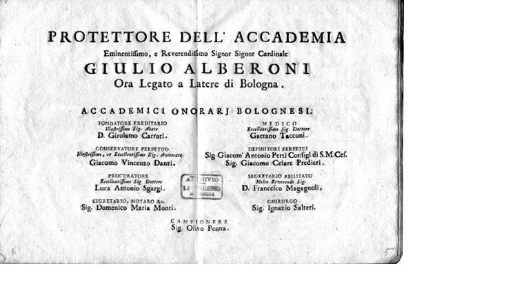 Catalogo generale di tutti gli Accademici Filarmonici (1741) - Bologna, Accademia Filarmonica