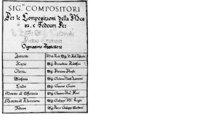 Messa in onore del Cardinale Ottoboni (16 novembre 1713), locandina - Bologna, Accademia Filarmonica
